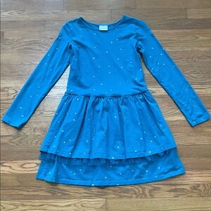 Hanna Andersson girls blue/gold dress 14/16